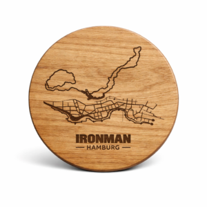 Individuelles GPS-Holz-Geschenk für Triathleten